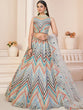 Load image into Gallery viewer, Grey Net Embroidered Semi stitched Lehenga With Unstitched blouse Clothsvilla