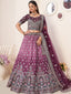 Wine Satin Embellished Semi stitched Lehenga With Unstitched blouse Clothsvilla
