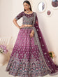Load image into Gallery viewer, Wine Satin Embellished Semi stitched Lehenga With Unstitched blouse Clothsvilla