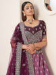 Load image into Gallery viewer, Wine Satin Embellished Semi stitched Lehenga With Unstitched blouse Clothsvilla