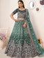 Green Satin Embellished Semi stitched Lehenga With Unstitched blouse Clothsvilla