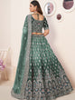 Load image into Gallery viewer, Green Satin Embellished Semi stitched Lehenga With Unstitched blouse Clothsvilla