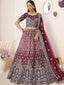 Maroon Satin Embellished Semi stitched Lehenga With Unstitched blouse Clothsvilla