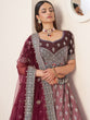 Load image into Gallery viewer, Maroon Satin Embellished Semi stitched Lehenga With Unstitched blouse Clothsvilla