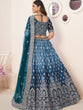 Load image into Gallery viewer, Blue Satin Embellished Semi stitched Lehenga With Unstitched blouse Clothsvilla