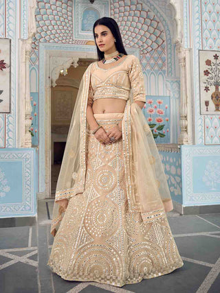 Beige Stunning  Semi Stitched Lehenga With  Unstitched Blouse Clothsvilla