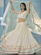 Load image into Gallery viewer, Designer White Semi Stitched Lehenga With  Unstitched Blouse Clothsvilla