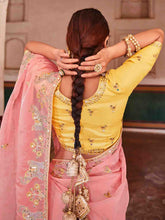 Load image into Gallery viewer, Pink Organza Embroidered Saree With Unstitched Blouse Clothsvilla