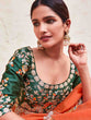 Load image into Gallery viewer, Orange Organza Embroidered Saree With Unstitched Blouse Clothsvilla
