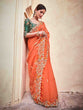 Load image into Gallery viewer, Orange Organza Embroidered Saree With Unstitched Blouse Clothsvilla