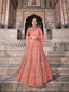 Pretty  Peach Soft Net Semi Stitched Lehenga With  Unstitched Blouse Clothsvilla