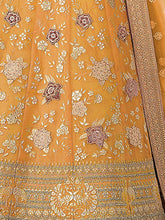 Load image into Gallery viewer, Yellow Embroidered Organza Semi Stitched Lehenga With Unstitched Blouse Clothsvilla