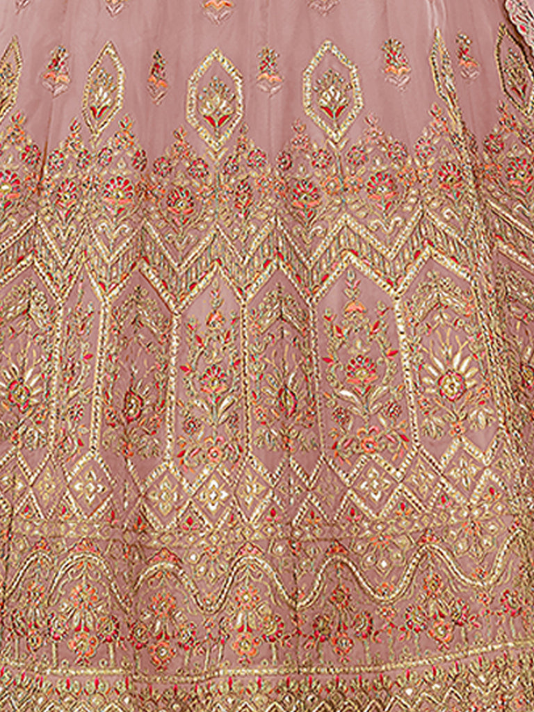 Pink Organza Semi Stitched Lehenga With Unstitched Blouse Clothsvilla