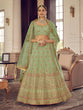 Load image into Gallery viewer, Green Organza Semi Stitched Lehenga With Unstitched Blouse Clothsvilla