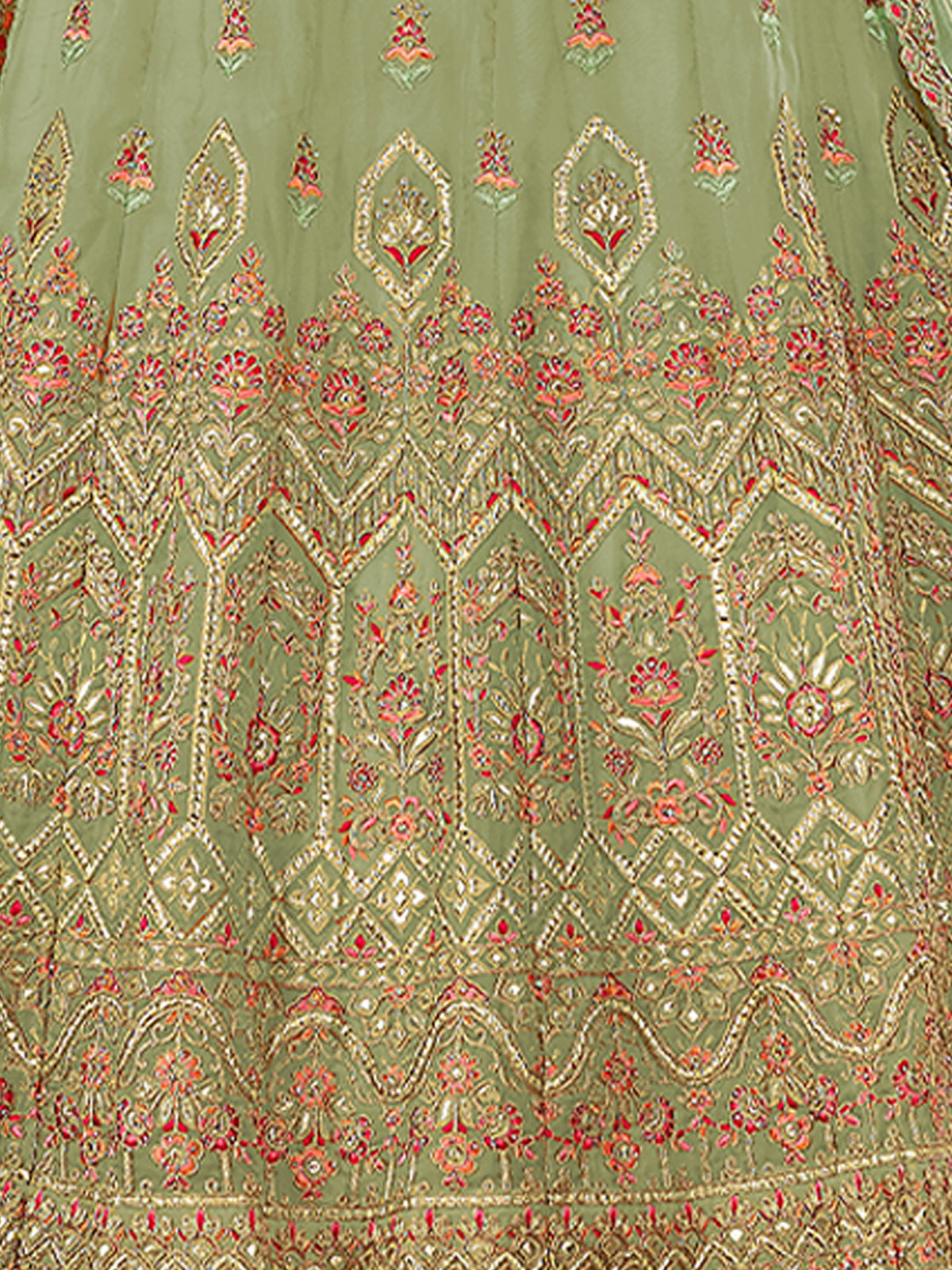 Green Organza Semi Stitched Lehenga With Unstitched Blouse Clothsvilla