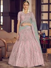 Load image into Gallery viewer, Pink Embroidered Semi Stitched Lehenga With Unstitched Blouse Clothsvilla