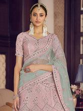 Load image into Gallery viewer, Pink Embroidered Semi Stitched Lehenga With Unstitched Blouse Clothsvilla