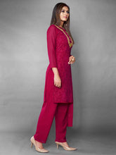 Load image into Gallery viewer, Fancy Pink Semi Stitched Kurta Set Clothsvilla