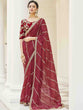 Load image into Gallery viewer, Maroon Organza Embroidered Saree With Unstitched Blouse Clothsvilla
