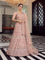 Peach  Soft Net Semi Stitched Lehenga With  Unstitched Blouse Clothsvilla