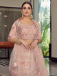 Load image into Gallery viewer, Peach  Soft Net Semi Stitched Lehenga With  Unstitched Blouse Clothsvilla
