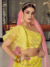 Load image into Gallery viewer, Designer Yellow Art Silk Semi Stitched Lehenga With  Unstitched Blouse Clothsvilla