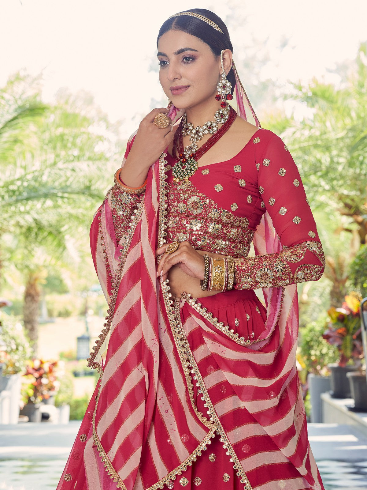 Festive Designer Magenta Semi Stitched Lehenga With  Unstitched Blouse Clothsvilla