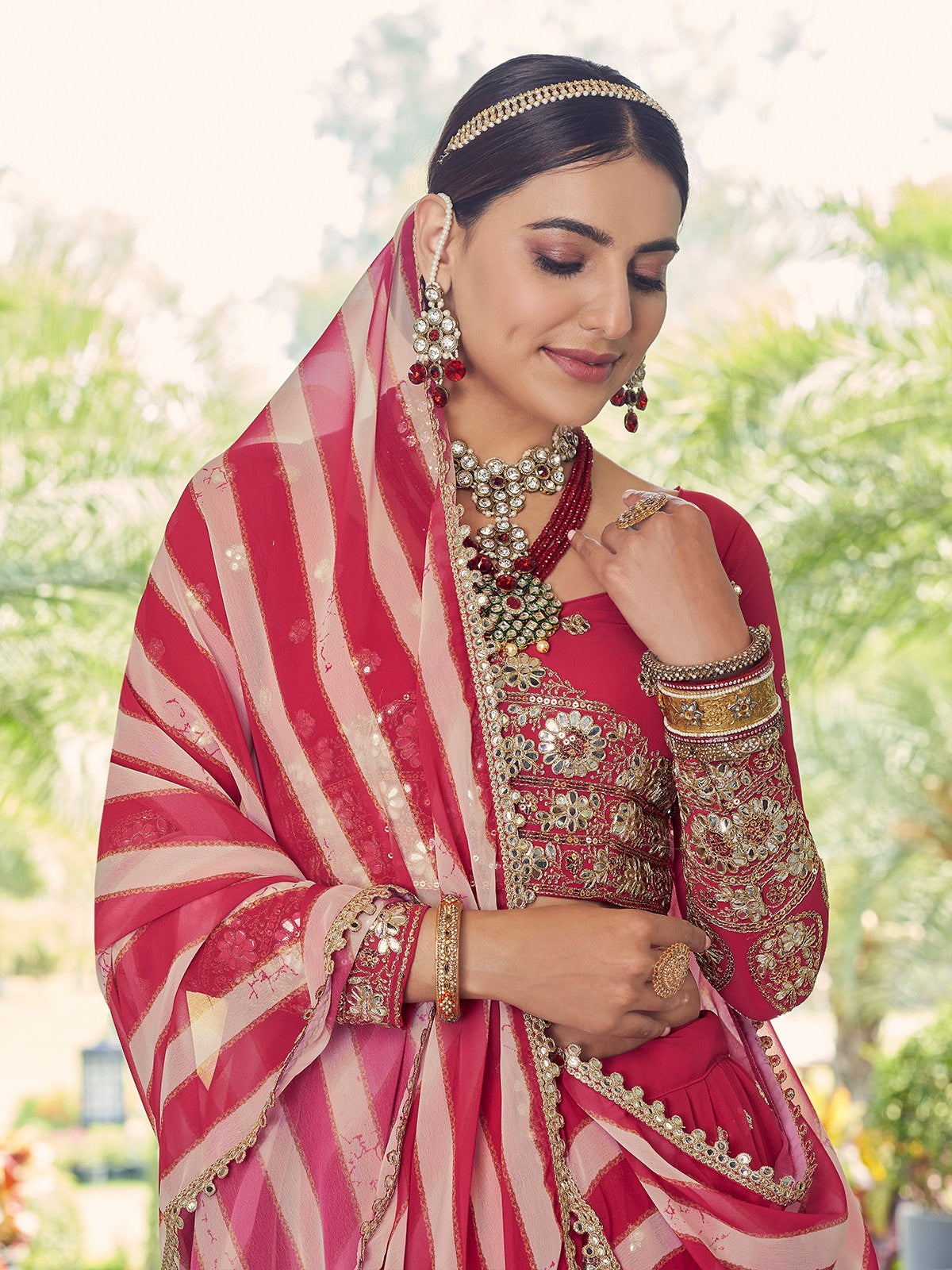Festive Designer Magenta Semi Stitched Lehenga With  Unstitched Blouse Clothsvilla
