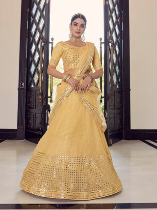 Beige Classic Semi Stitched Lehenga With  Unstitched Blouse Clothsvilla