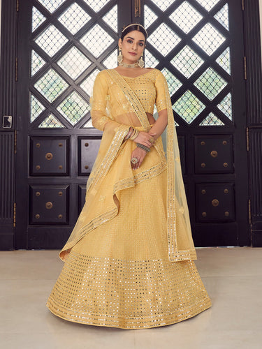 Beige Classic Semi Stitched Lehenga With  Unstitched Blouse Clothsvilla