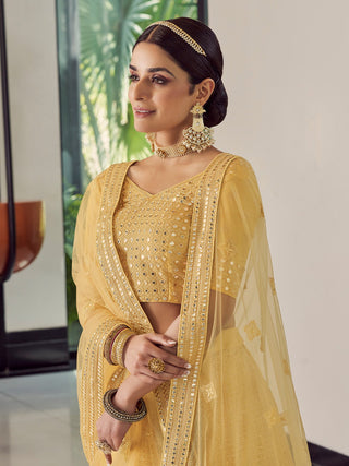 Beige Classic Semi Stitched Lehenga With  Unstitched Blouse Clothsvilla