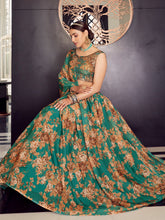 Load image into Gallery viewer, Green Organza Semi Stitched Lehenga With  Unstitched Blouse Clothsvilla