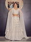 Designer White Semi Stitched Lehenga With  Unstitched Blouse Clothsvilla