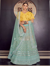 Load image into Gallery viewer, Sea Green Stunning Semi Stitched Lehenga With  Unstitched Blouse Clothsvilla