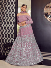 Load image into Gallery viewer, Heavy Designer Purple Georgette Semi Stitched Lehenga With  Unstitched Blouse Clothsvilla