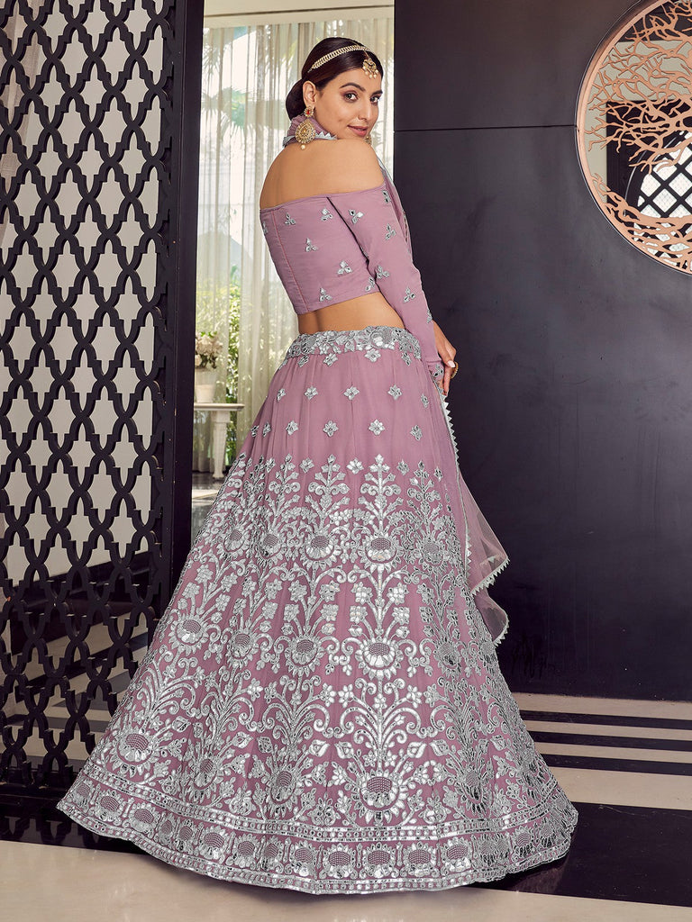 Heavy Designer Purple Georgette Semi Stitched Lehenga With  Unstitched Blouse Clothsvilla