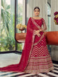 Load image into Gallery viewer, Red Elegant  Semi Stitched Lehenga With  Unstitched Blouse Clothsvilla