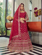 Load image into Gallery viewer, Red Elegant  Semi Stitched Lehenga With  Unstitched Blouse Clothsvilla