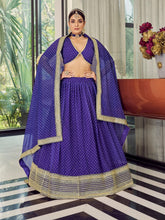 Load image into Gallery viewer, Heavy Designer Blue Organza Semi Stitched Lehenga With  Unstitched Blouse Clothsvilla