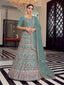 Sea Green Organza Semi Stitched Lehenga With Unstitched Blouse Clothsvilla