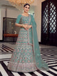 Load image into Gallery viewer, Sea Green Organza Semi Stitched Lehenga With Unstitched Blouse Clothsvilla