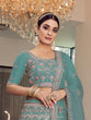 Load image into Gallery viewer, Sea Green Organza Semi Stitched Lehenga With Unstitched Blouse Clothsvilla