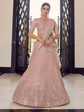 Load image into Gallery viewer, Peach Embroidered Georgette Semi Stitched Lehenga With Unstitched Blouse Clothsvilla