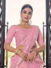 Load image into Gallery viewer, Pink Embroidered Georgette Semi Stitched Lehenga With Unstitched Blouse Clothsvilla