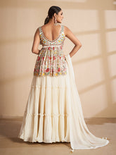 Load image into Gallery viewer, Apricot Georgette Semi Stitched Lehenga With Unstitched Blouse Clothsvilla
