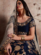 Load image into Gallery viewer, Dark Blue Embroidered Semi Stitched Lehenga With Unstitched Blouse Clothsvilla
