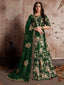 Dark Green Embroidered Semi Stitched Lehenga With Unstitched Blouse Clothsvilla