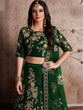 Load image into Gallery viewer, Dark Green Embroidered Semi Stitched Lehenga With Unstitched Blouse Clothsvilla