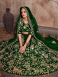 Load image into Gallery viewer, Dark Green Embroidered Semi Stitched Lehenga With Unstitched Blouse Clothsvilla