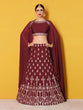 Load image into Gallery viewer, Maroon Embroidered Semi Stitched Lehenga With Unstitched Blouse Clothsvilla